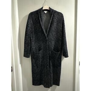 J. Jill Black & White Speckled Wool Blend‎ Button Duster Cardigan Sweater size S